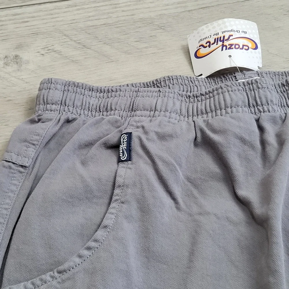 🌴NWT Crazy Shirts Hawaii Pants Mens L Smoke Gray Resort Relaxed Cotton Twill